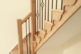 Cut String Stair with Cast Iron Spindles